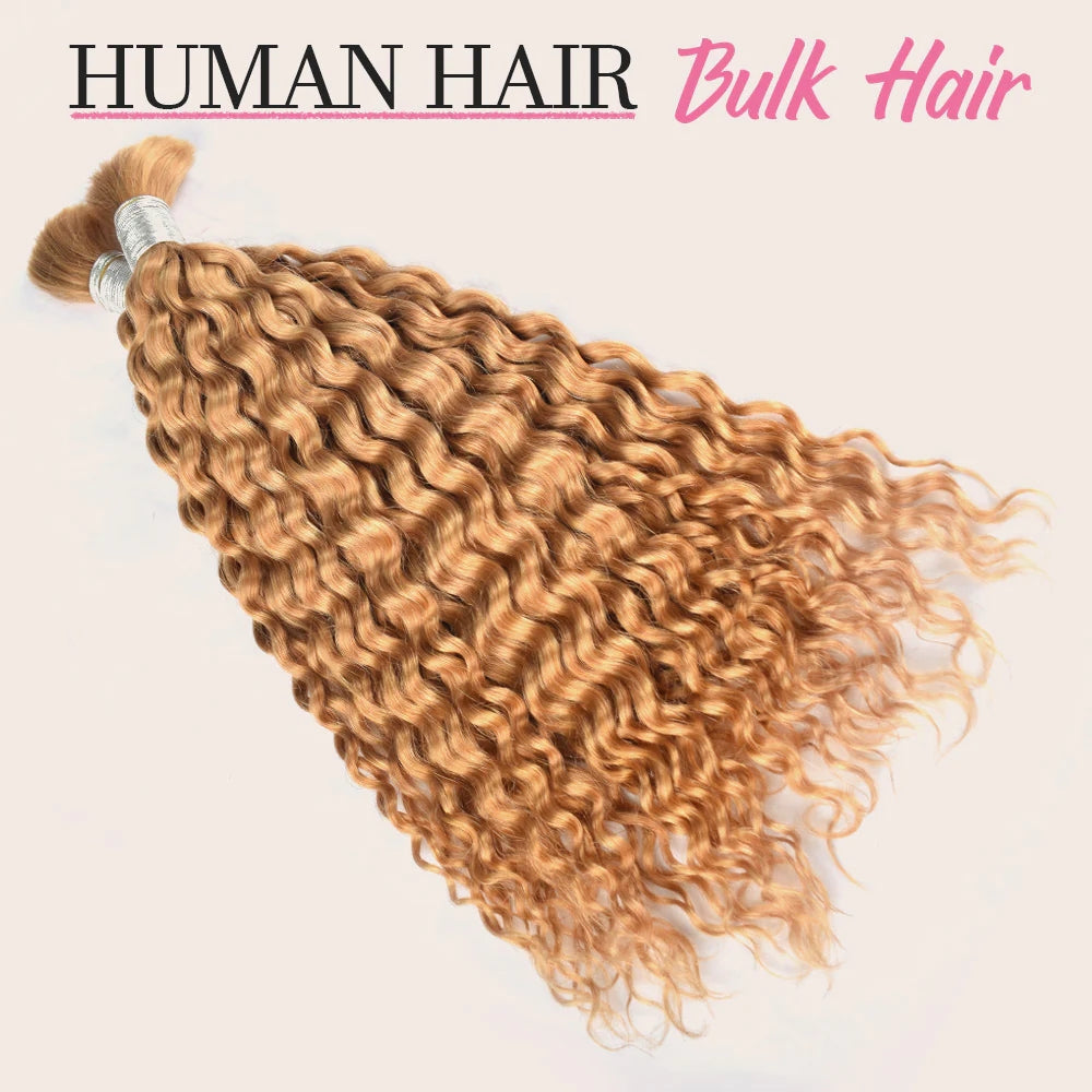 Color 27# Deep Wave Bulk Hair For Boho Styles Braiding