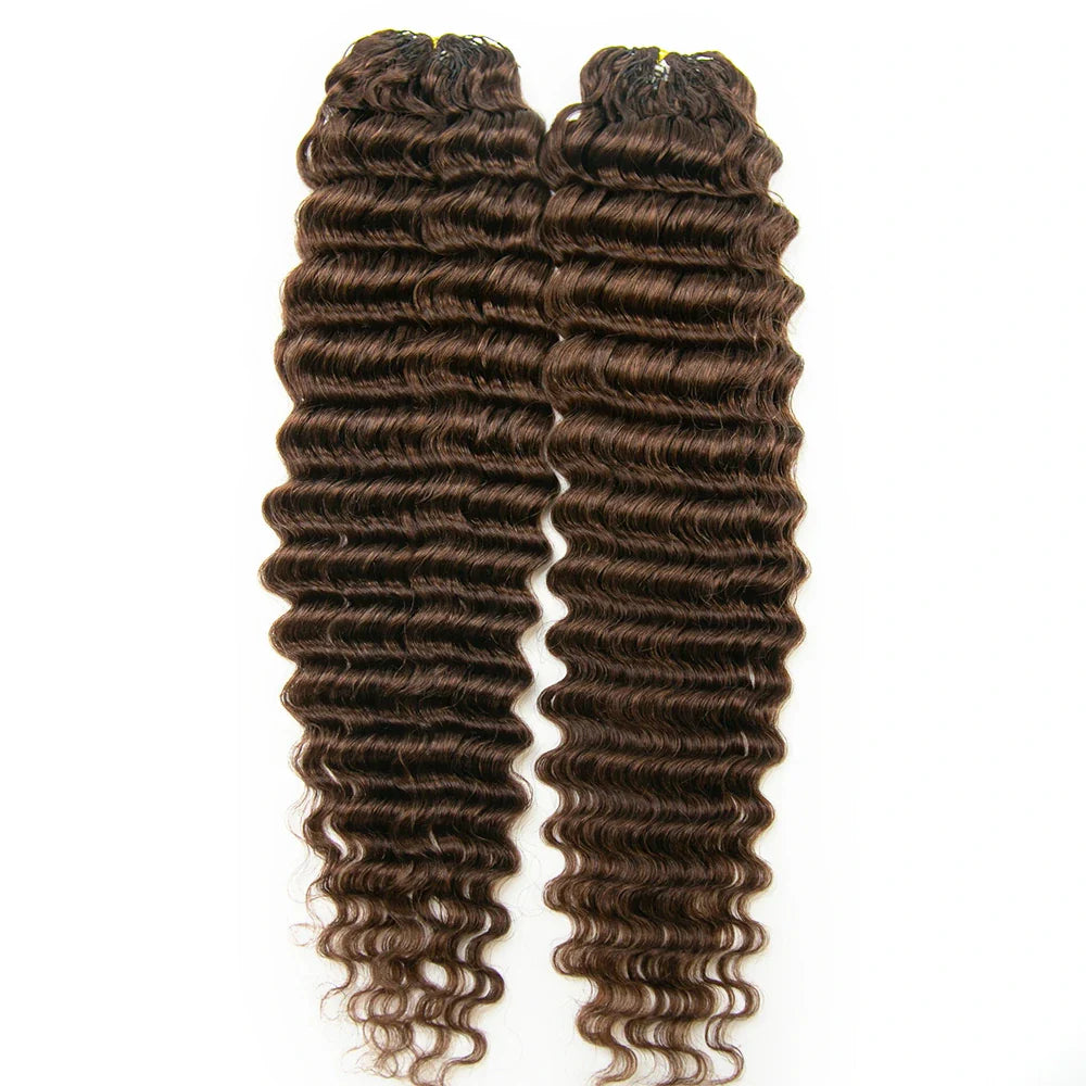#4 Medium Brown Deep Wave Human Crochet Hair