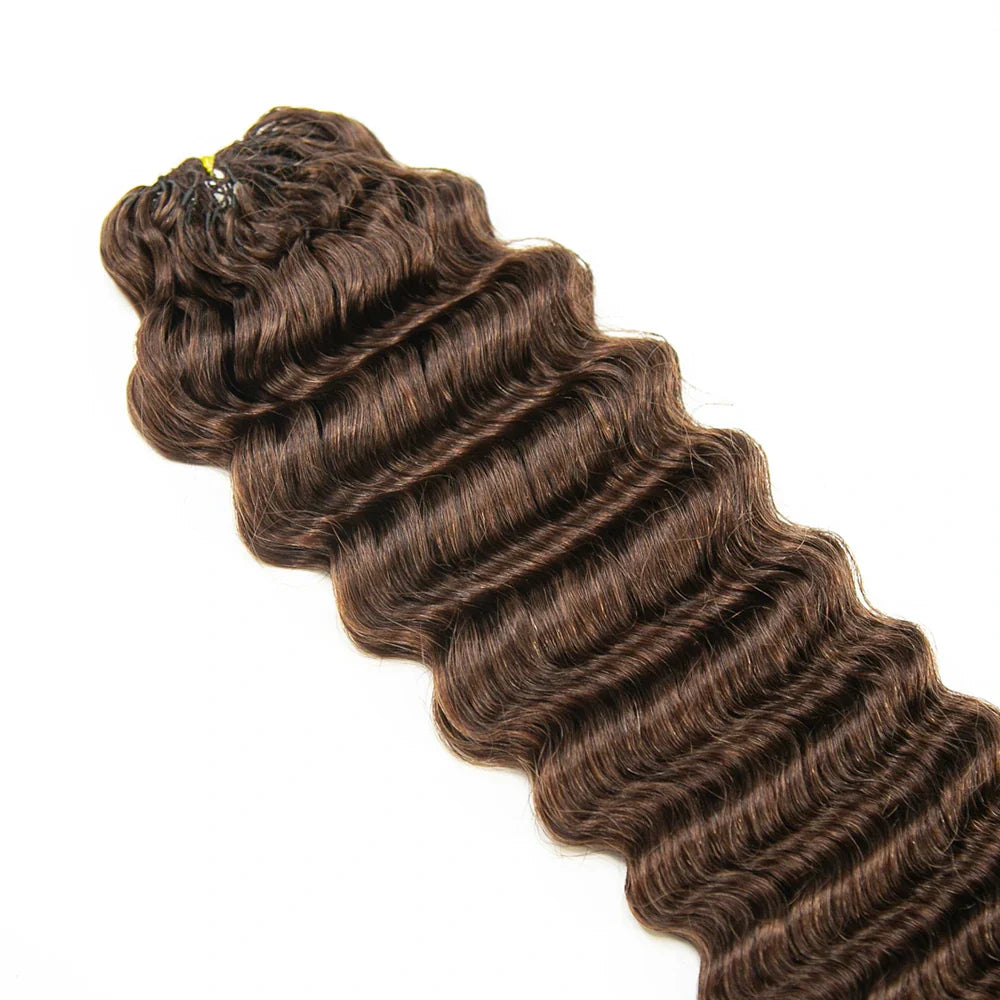 #4 Medium Brown Deep Wave Human Crochet Hair