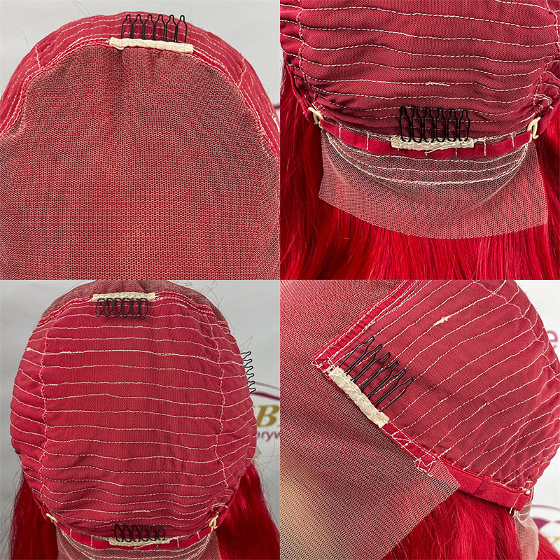 13x6 Red Lace Front Wig Short Bob Wig With Pre-plucked Hairline