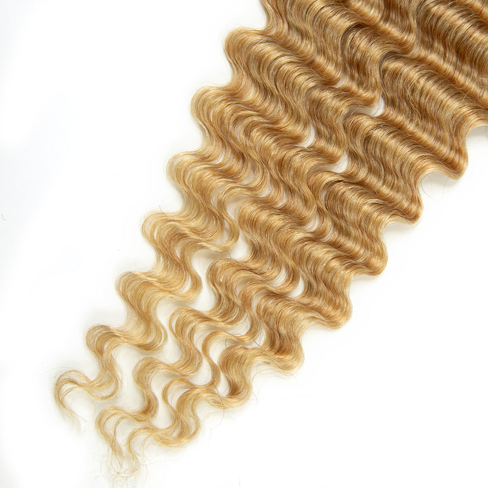 #27 Honey Blonde Deep Wave Human Crochet Hair