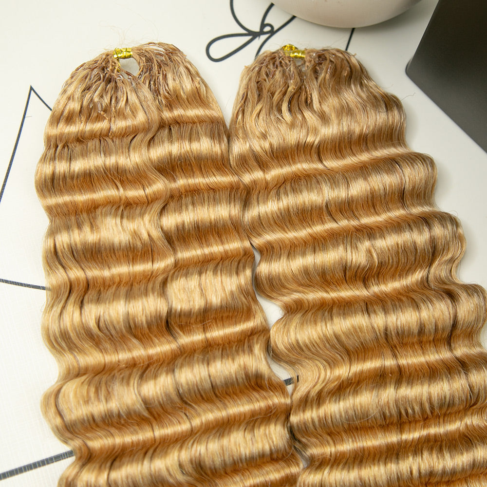 #27 Honey Blonde Deep Wave Human Crochet Hair