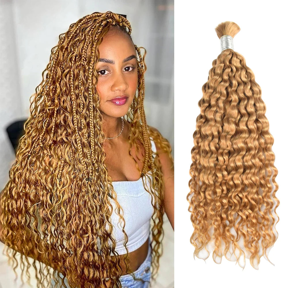 Color 27# Deep Wave Bulk Hair For Boho Styles Braiding