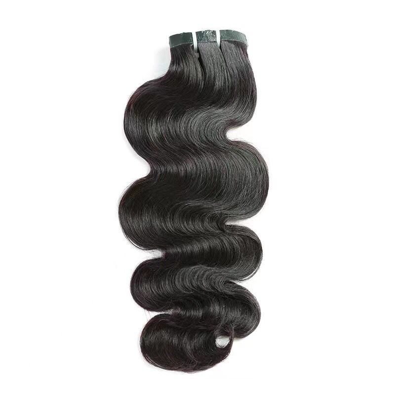 Seamless Clip in Hair Extensions 100g Silicone Weft body Wave Black Hair