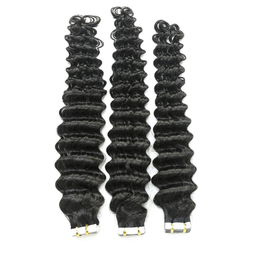 Top Premium Deep Wave PU Tape In Hair Extensions