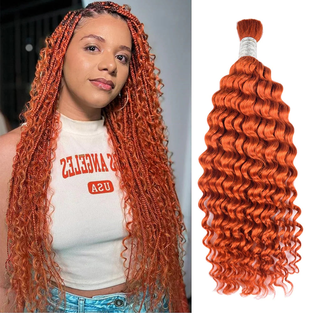 Color 350# Deep Wave Bulk Hair For Boho Styles Braiding