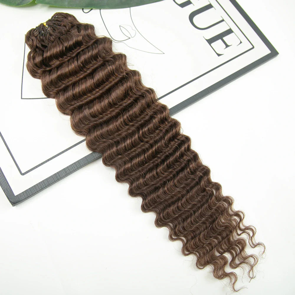 #4 Medium Brown Deep Wave Human Crochet Hair
