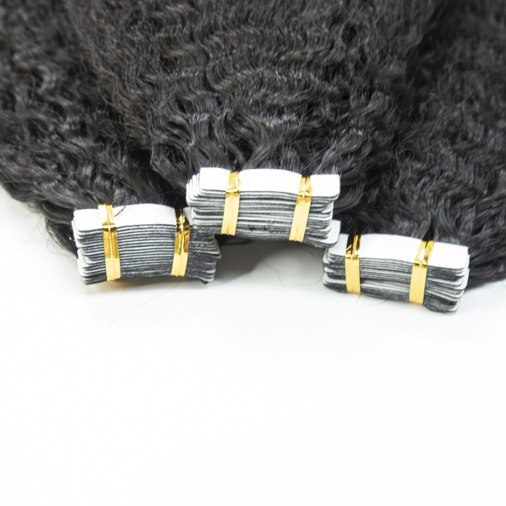 Top Premium Kinky Straight PU Tape In Hair Extensions