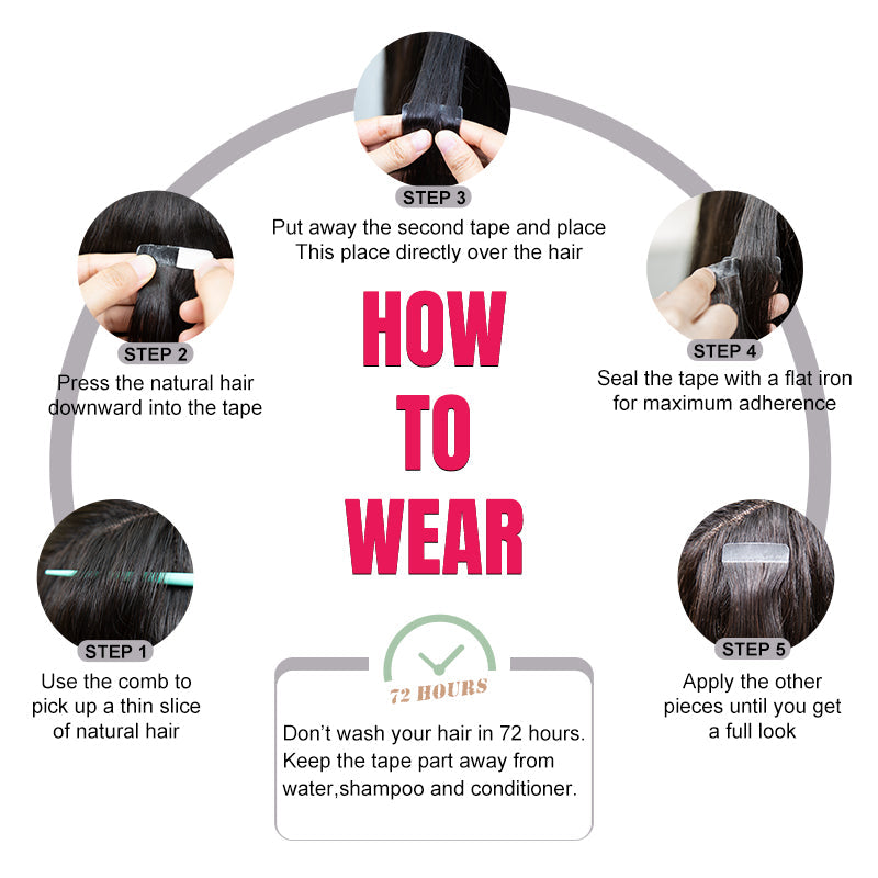 Top Premium Water Wave PU Tape In Hair Extensions