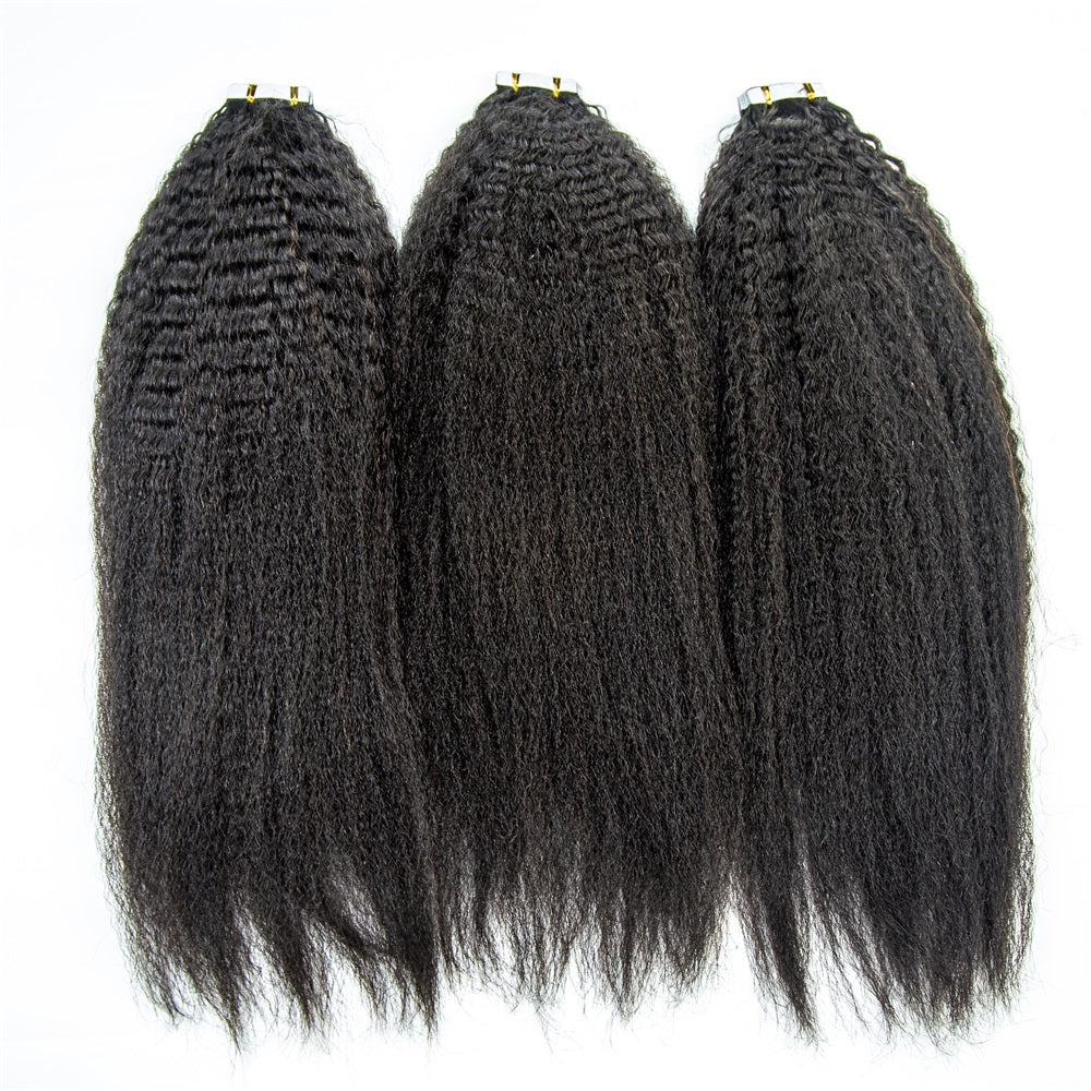 Top Premium Kinky Straight PU Tape In Hair Extensions