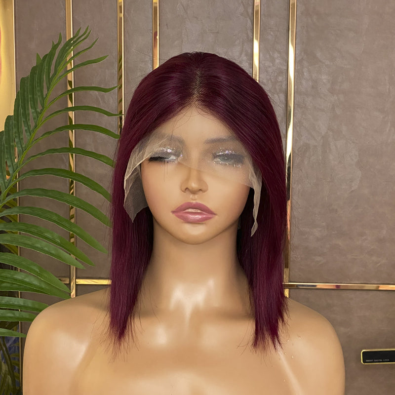 13x6 Lace Front Wig 99J Bob Wig Burgundy Bob Wig