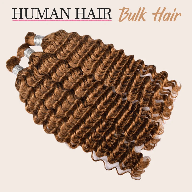 Color 30# Deep Wave Bulk Hair For Boho Styles Braiding