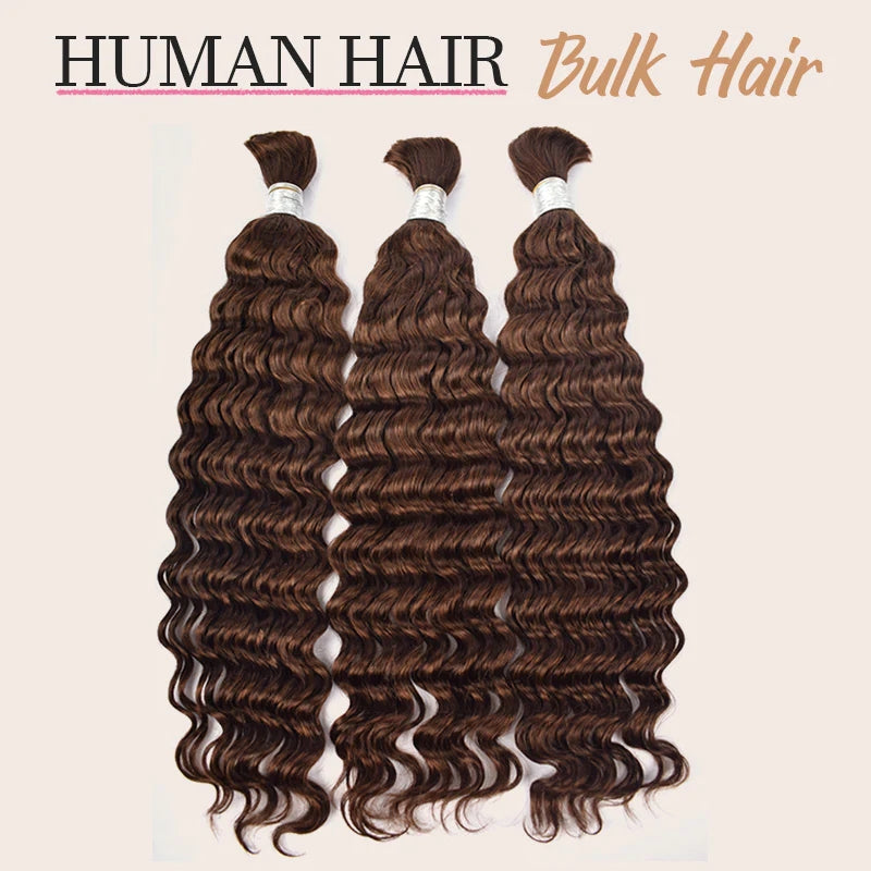 Color 4# Deep Wave Bulk Hair For Boho Styles Braiding
