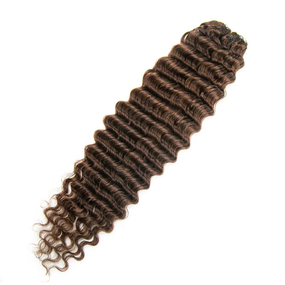 #4 Medium Brown Deep Wave Human Crochet Hair