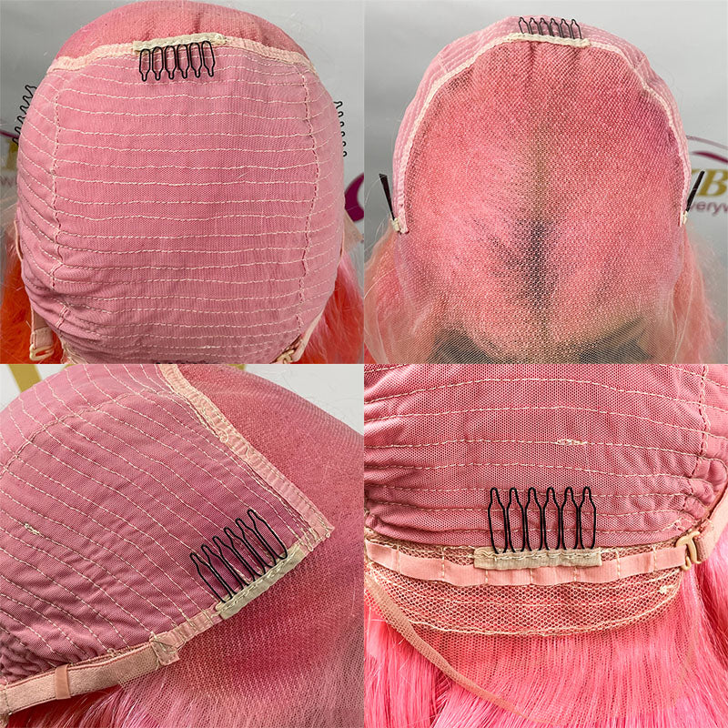 Pink Short Bob Wig Straight 13x6 Lace Front Human Hair Wigs For Women Colored Bob Wig