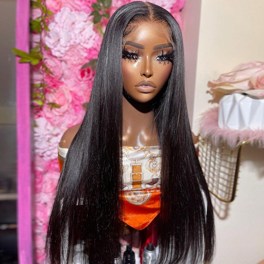 7x7 Straight Skinlike Real HD Lace Closure Wig 220% Density Glueless Wig