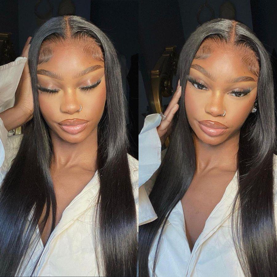 7x7 Straight Skinlike Real HD Lace Closure Wig 220% Density Glueless Wig