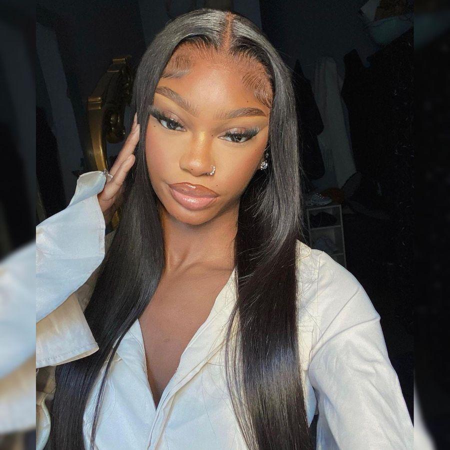 7x7 Straight Skinlike Real HD Lace Closure Wig 220% Density Glueless Wig